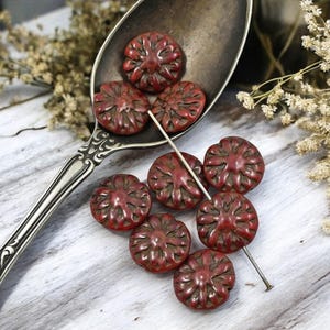 Flower Beads - Czech Glass Beads - Picasso Beads - Dahlia Beads - Dahlia Flower - 10pcs - 14mm - (1659)