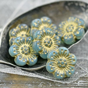 Czech Glass Beads - Wild Flower Beads - Flower Beads - Picasso Beads - Wild Rose Beads - 14mm - 12pcs - (3229)