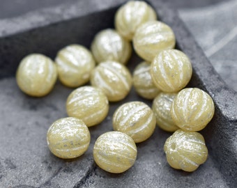 Melon Beads - Picasso Beads - Czech Glass Beads - Round Beads - Bohemian Beads - Fluted Beads - 8mm - 10pcs - (B331)