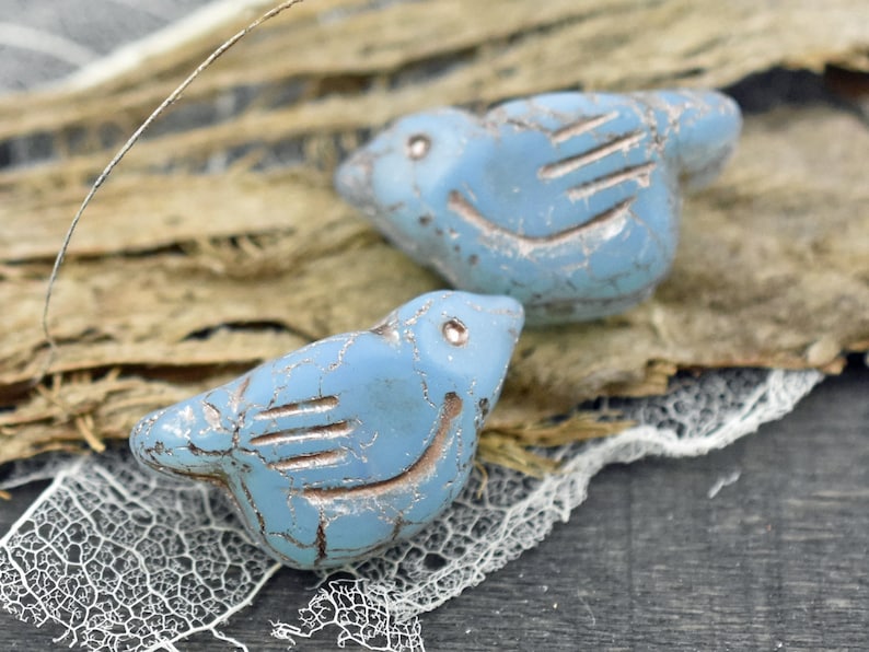 Bird Beads Czech Glass Beads Picasso Beads Animal Beads Czech Glass Bird Beads 6pcs 11x22mm A287 image 1