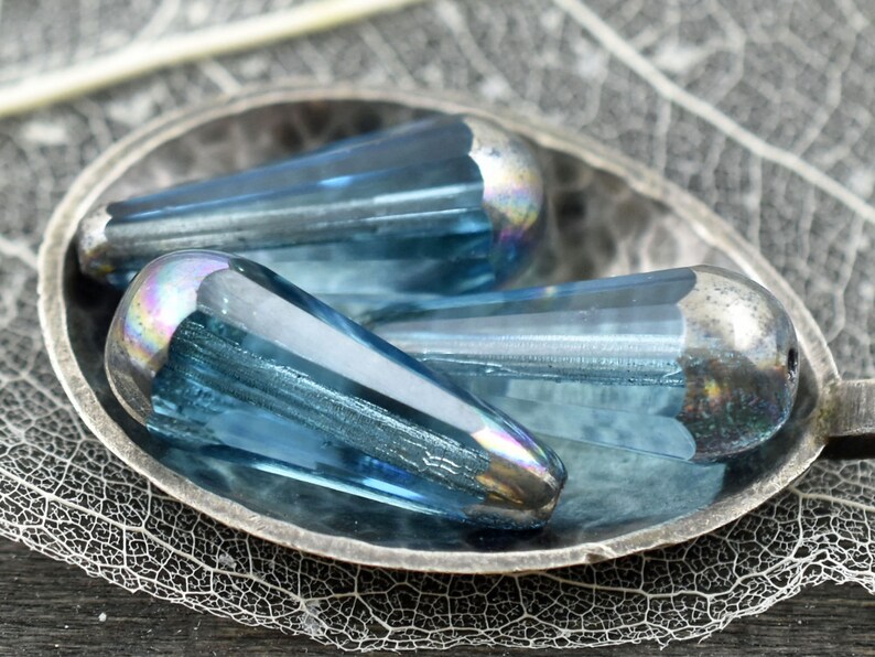 Czech Glass Beads Drop Beads Teardrop Beads Picasso Beads Faceted Beads 8x20mm 6pcs 3386 image 2