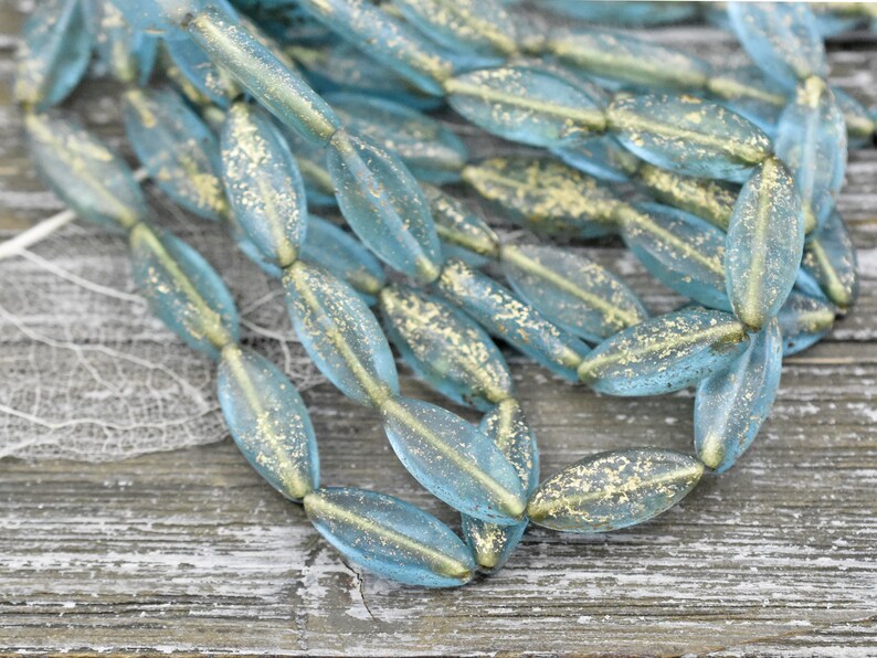 Czech Glass Beads Spindle Beads Czech Beads Oval Beads Marquise Oval 18x7mm 10pcs 4495 image 2