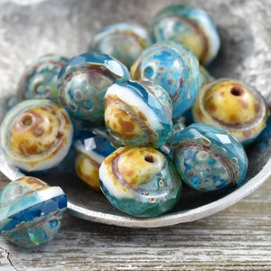 Perles Picasso - Perles en verre tchèques - Saturn Beads - UFO Beads - Planet Beads - 9x7mm 15pcs - (4897)