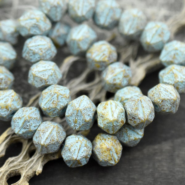 Czech Glass Beads - Etched Beads - English Cut Beads - Antique Cut Beads - Round Beads - 8mm or 10mm