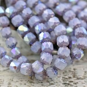 Czech Glass Beads Cathedral Beads Purple Beads Fire Polish Beads Choose from 6mm or 8mm image 2