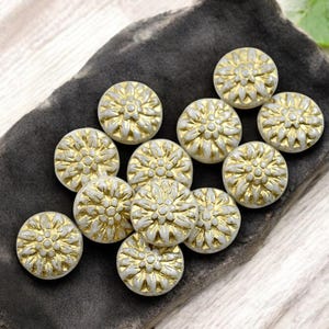 Flower Beads - Czech Glass Beads - Picasso Beads - Dahlia Beads - Czech Glass Flowers  - 15mm - 12pcs - (759)
