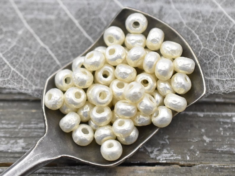 Baroque Pearls White Seed Beads 6/0 Seed Beads Spacer Beads Miyuki Beads Pearl Seed Beads 4 Tube 7.6 grams B577 image 1