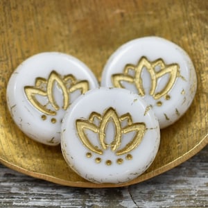 Lotus Flower Beads - Czech Glass Beads - Lotus Beads - Floral Beads - Picasso Beads - 14mm - 4pcs - (4546)