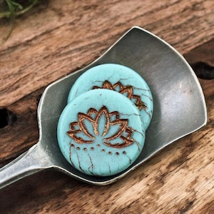 Czech Glass Beads - Lotus Flower Bead - Picasso Beads - Czech Lotus Beads - Lotus Flower Pendant - 4pcs - (A424)
