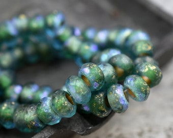 Czech Glass Beads - Roller Beads - Rondelle Beads - Large Hole Beads - Picasso Beads - 3mm Hole Beads - 5x8mm - 25pcs - (3277)