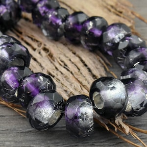 Roller Beads - Rondelle Beads - Large Hole Beads - Fire Polished Beads - Czech Glass Beads - Purple Beads - 25pcs - 5x8mm - (4700)