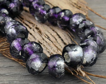 Roller Beads - Rondelle Beads - Large Hole Beads - Fire Polished Beads - Czech Glass Beads - Purple Beads - 25pcs - 5x8mm - (4700)