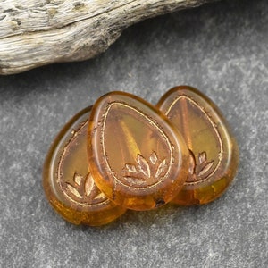 Czech Glass Beads Flower Beads Lotus Beads Lotus Flower Beads Floral Beads 18x14mm 2pcs 5003 image 1