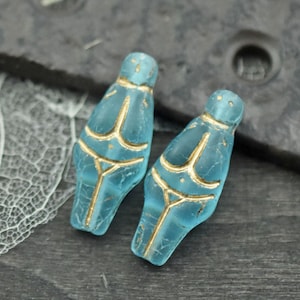 Goddess Bead - Czech Glass Beads - Female Goddess - Picasso Beads - 21x10mm - 4pcs - (3601)