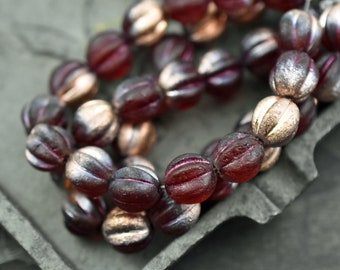 Melon Beads - Picasso Beads - Czech Glass Beads - Round Beads - New Czech Beads -- Choose Your Size