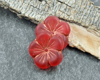 Hawaiian Flower Beads - Hibiscus Beads - Picasso Beads - Czech Glass Beads - Flower Beads - Czech Flowers - 21mm - 2pcs (171)
