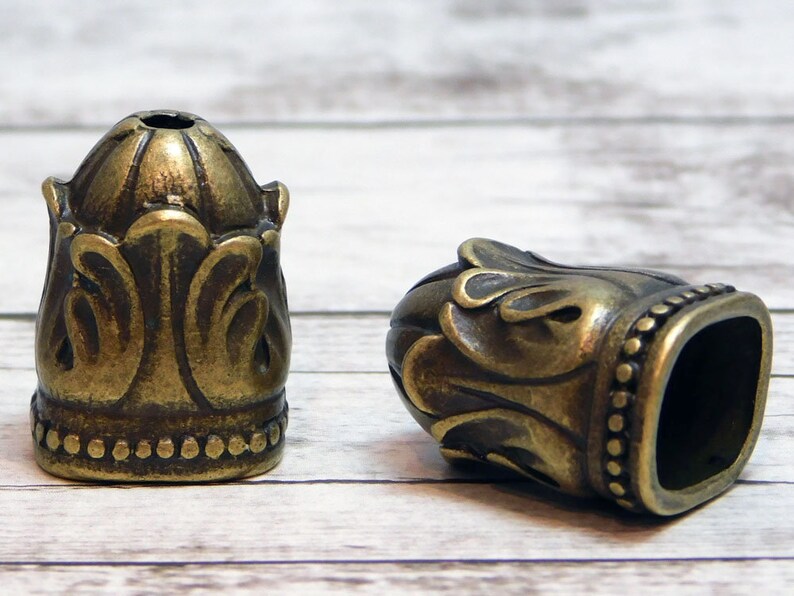 End Caps Large Bead Cap Bronze Caps 2pc 1858 Bronze Bead Caps 24x17mm Tall Bead Caps Tassel Caps