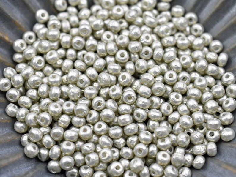 Baroque Pearls Silver Seed Beads 6/0 Seed Beads Silver Spacer Beads Miyuki Beads Pearl Seed Beads 4 Tube 7.6 grams 4406 image 3