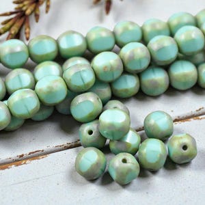 Vintage Beads - Picasso Beads - Czech Glass Beads - Round Beads - Window Cut - Table Cut - 8mm - 15pcs - (4105)