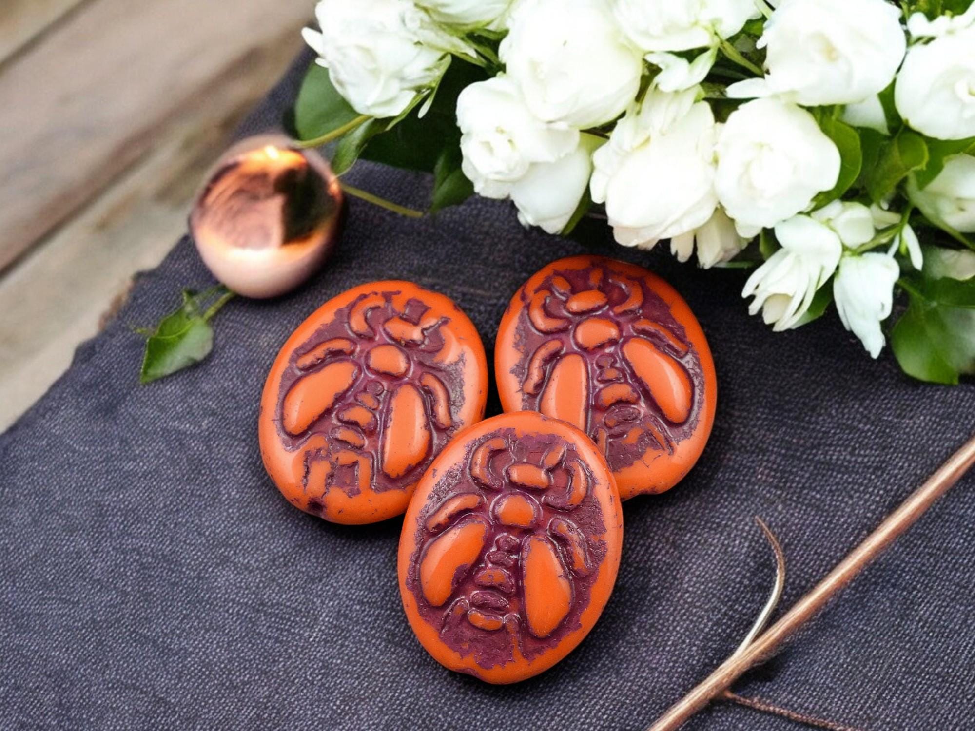 Czech Glass Beads Bumble Bee Bead Picasso Beads Honey Bee