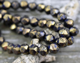 Czech Glass Beads - Etched Beads - English Cut Beads - Antique Cut Beads - Round Beads - Choose from 8mm or 10mm