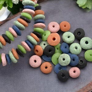 Fair Trade Beads - African Glass Beads - Recycled Glass Beads - Ashanti Glass - Heishi Beads - 13-15mm