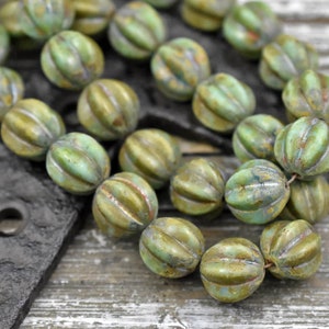 Picasso Beads Melon Beads Czech Glass Beads Round Beads Bohemian Beads 12mm Beads 15pcs B398 image 3