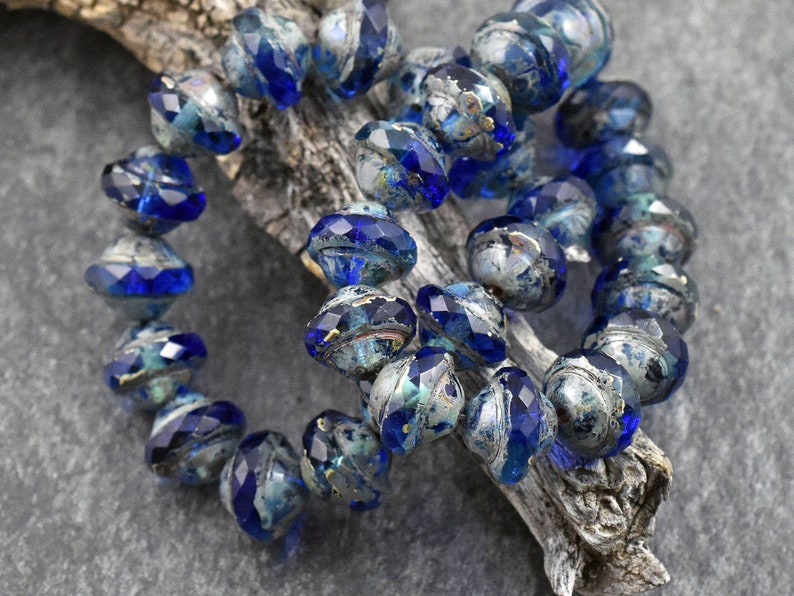 Picasso Beads Czech Glass Beads Saturn Beads Saucer Beads Planet Beads Cobalt Blue UFO 15pcs 9x7mm 5069 immagine 1