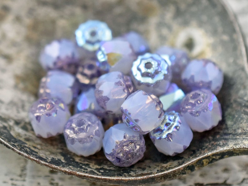 Czech Glass Beads Cathedral Beads Purple Beads Fire Polish Beads Choose from 6mm or 8mm image 1