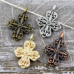 Cross Pendant - Cross Charms - Religious Charms - Catholic Charms - 2pcs - Choose Your Color