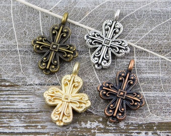 Cross Pendant - Cross Charms - Religious Charms - Catholic Charms - 2pcs - Choose Your Color