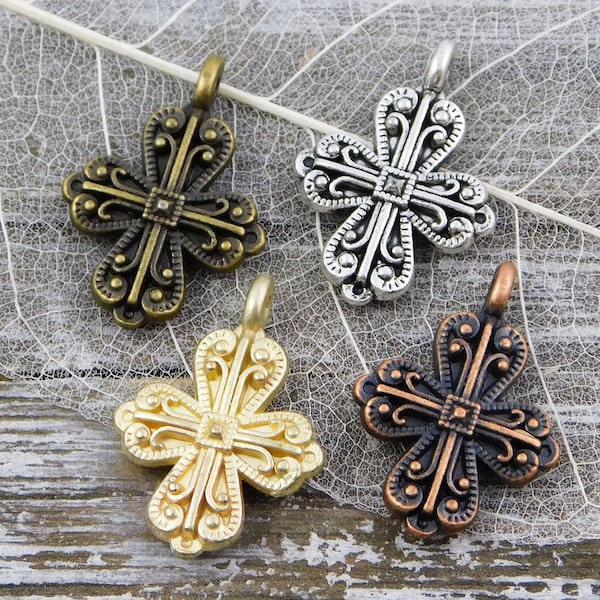 Cross Pendant - Cross Charms - Religious Charms - Catholic Charms - 2pcs - Choose Your Color