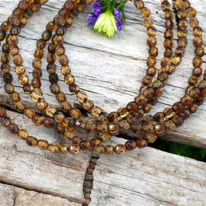 Picasso Beads - Fire Polish Beads - Czech Glass Beads - Round Beads - 4mm Beads - 50pcs - (1170)