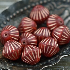 Czech Glass Beads Bicone Beads Red Beads Czech Glass Bicone 11mm 15pcs 2733 image 8