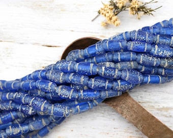 Cuentas de vidrio reciclado - Cuentas de vidrio de Java - Cuentas de vidrio indonesias - Aprox. 14 x 8 mm - Tira de 45 cm - (B316)