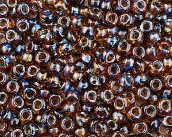 6/0 8/0 Seed Beads - Miyuki 6-4502 - Dark Topaz - Picasso Seed Beads - Size 6 Beads - Size 8 Beads -- 5" Tube