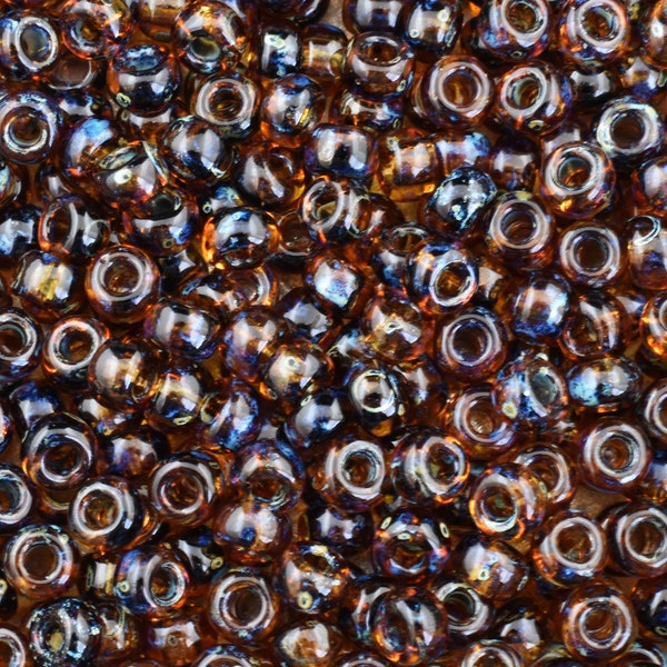 6/0 8/0 Seed Beads - Miyuki 6-4502 - Dark Topaz - Picasso Seed Beads - Size 6 Beads - Size 8 Beads -- 5" Tube