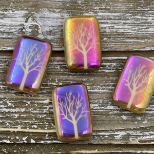 Tree Of Life Beads Czech Glass Beads Laser Etched Beads 19x12mm 6pcs B455 image 5