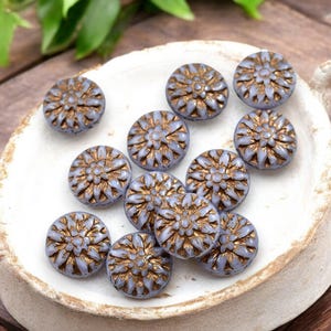 Flower Beads - Czech Glass Beads - Picasso Beads - Dahlia Beads - Czech Glass Flowers  - 15mm - 12pcs - (2740)