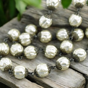 Bead Chain - Czech Pearl Chain - Beaded Chain - Czech Glass Pearls - Sold by the foot - (CH13)