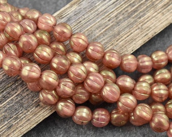 Melon Beads - Czech Glass Beads - Round Beads - 8mm - 16pcs - (B674)