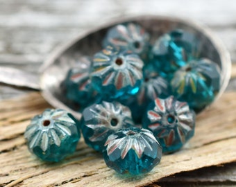 Picasso Beads - Rondelle Beads - Czech Glass Beads - Czech Glass Rondelle - Firepolish Beads - 6x9mm - 25pcs - (1979)