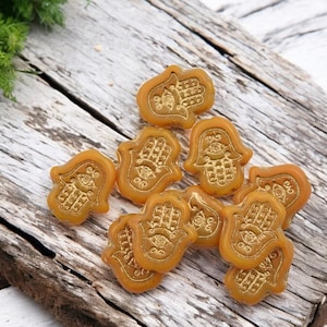 Czech Glass Beads - Hamsa Beads - Hamsa Hand - Hand Beads - 10pcs - 15x14mm - (B162)
