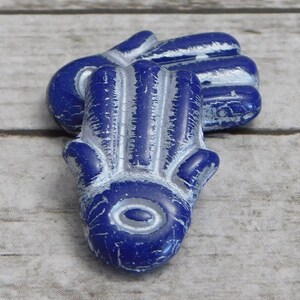 Hamsa Hand Beads Czech Glass Beads Hand of Fatima Hamsa Charm 4pcs 14x20mm 3886 image 2