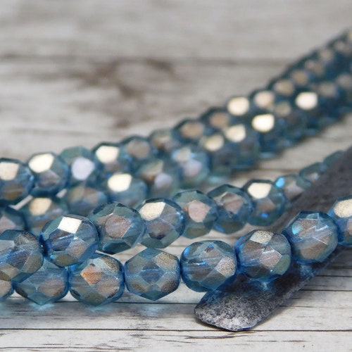 Czech Fire Polished Beads 6mm Luminescent Amethyst Etsy