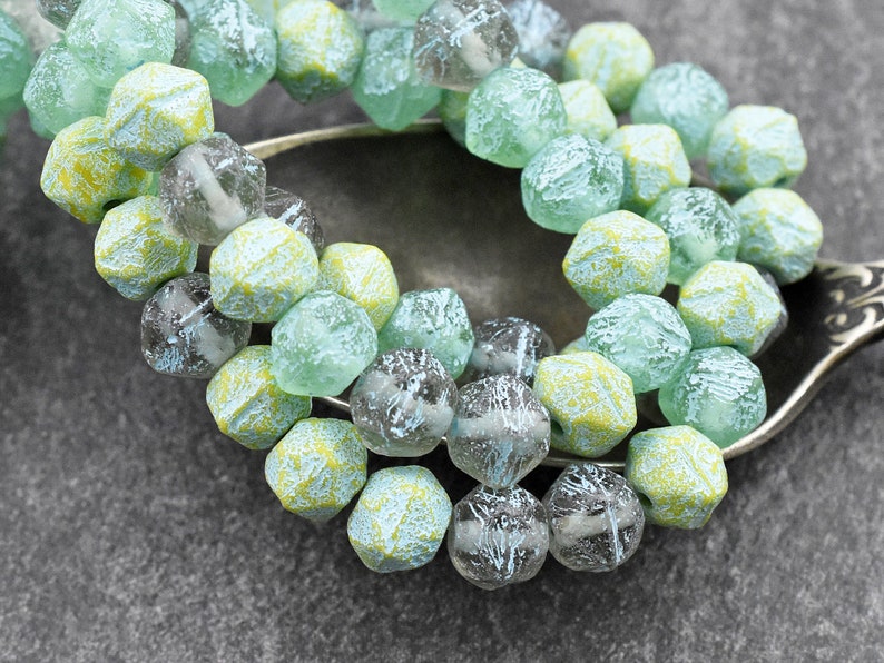 Czech Glass Beads English Cut Beads 8mm Beads Picasso Beads Round Beads Antique Cut Beads 20pcs 204 image 4