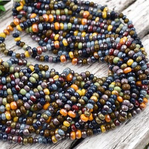 Picasso Seed Beads - Aged Picasso Beads - Czech Glass Beads - Size 5 Seed Beads - 5/0 - 21&quot; Strand - (3179)