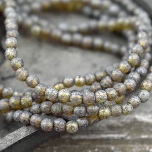 Picasso Beads - Czech Glass Beads - 4mm Beads - Round Beads - 4mm Druks - Druk Beads - 50pcs - (2990)