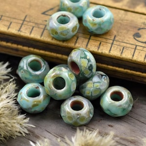 Roller Beads - Rondelle Beads - Large Hole Beads - Picasso Beads - 3mm Hole Beads - Czech Glass Beads - 6x9mm - 25pcs - (4243)