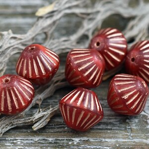 Czech Glass Beads Bicone Beads Red Beads Czech Glass Bicone 11mm 15pcs 2733 image 6